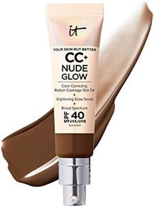 IT Cosmetics CC+ Nude Glow Lightweight Foundation + Glow Serum with SPF 40 - With Niacinamide, Hyaluronic Acid & Green Tea Extract - Neutral Deep - 1.08 fl oz