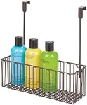 mDesign Steel Metal Wire Bathroom Cabinet Door Organizer - Over Door Storage Hanging Holder Baskets - Organizing Caddy with Hooks Holds Shampoo and Conditioner - Concerto Collection - Bronze