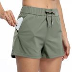 Willit Women's Shorts Athletic Running Shorts Yoga Lounge Active Shorts Comfy Lightweight with Pockets 2.5" Olive Green M