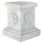 Design Toscano English Rosette Sculptural Garden Plinth Base Riser, Large 33 cm, Polyresin, Antique Stone