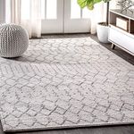 JONATHAN Y MOH101B-5 Moroccan HYPE Boho Vintage Diamond Indoor Area Rug, Bohemian, Southwestern, Casual Easy Cleaning, Bedroom, Kitchen, Living Room, Non Shedding, Cream/Gray, 150 cm X 240 cm