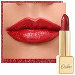 OULAC Metallic Shine Glitter Lipstick, Red High Impact Lipcolor, Lightweight Soft and Ultra Hydrating, Long Lasting, Vegan & Cruelty-Free, Full-Coverage Lip Color 4.3 g/0.15 Cherry Bomb(12)