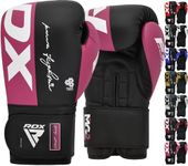 RDX Boxing Gloves, Maya Hide Leather Training Gloves for Muay Thai, Kickboxing, Sparring, Punch Bag, Punch Bag, Kickboxing Gloves, Martial Arts Training, Home Gym, Men, Women, 8 10 12 14 16 oz