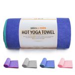 5BILLION Hot Yoga Mat Towel 24x72 inch,61 x 183cm Hot Yoga Towel with Corner Pocket, Non Slip Yoga Mat Cover Towel, Super Absorbent, Machine Washable, Fast Drying - Free Carry Bag (Blue)