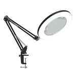 Lighting LED 5X Magnifying Lamp with Clamp 360°Adjustable Swivel Arm, Dimmable, Adjustable Color Temperature Utility Light for Crafts Reading Inspection and Professional Use