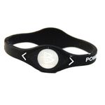 Power Balance Silicone Wristband Bracelet Medium (Black with White Letters)