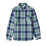 Tronjori Boy's Long Sleeve Button Down Woven Shirt(6,Lime Plaid)