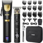 GLAKER Hair Clippers for Men Professional, Cordless Clippers for Hair Cutting, Mens Hair Clippers and Trimmer Kit for Barber with LCD Display 15 Guide Combs,Mens Gifts