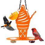 TopWoot Oriole Metal Bird Feeder for Outdoor Jelly and Oranges, Baltimore Oriole Jelly Bird Feeder with Ice Cream Design for Outdoors Hanging (Orange)