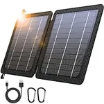 BLAVOR 10W Portable Solar Charger(5V/2A Max), Waterproof IP65 Foldable Solar Panel with Dual Smart USB Output Compatible with iPhone Xs/X/8/7, iPad, Samsung for Outdoor Hiking Camping Backpacking