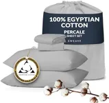 Sweave 100% Egyptian Cotton Percale Sheets Full Size -Genuine Luxurious 400 Thread Count - Naturally Crisp, Breathable, Skin-Friendly & Cooling - Softer After Each Wash - Oeko-TEX Certified Giza