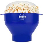 The Original Popco Silicone Microwave Popcorn Popper with Handles | Popcorn Maker | Collapsible Popcorn Bowl | BPA Free and Dishwasher Safe | 15 Colors Available (Blue)