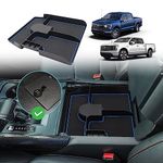 BestEvMod for F150& Lightning Center Console Organizer,Insert Center Console Safe Box Tray Only Fit Installed OEM Safe Box Vault Compatible with 2021-2023 Ford F150 F-150 Lightning Accessories (Blue)