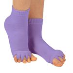 Evissa Premium Cotton Toe Separator Socks - Alleviate Bunions & Plantar Fasciitis, Dual Gender Foot Pain Relief, Foot Alignment, Orthopedic Compression Socks for Men & Women (Light Purple)