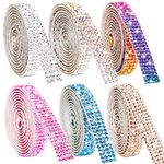 NiArt Self Adhesive Crystal Rhinestone Diamond Ribbon 6 Rolls, 0.9cm Wide Total 6 Yards Multi-Functional DIY Decorative Bling Gemstone Arts Crafts Sticker Tapes Glitter Shoes Clothes (Assorted Colors)