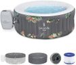 Bestway SaluSpa Aruba AirJet Large Round 2 to 3 Person Inflatable Hot Tub Portable Outdoor Spa with 110 AirJets and EnergySense Cover, Grey
