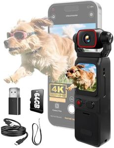 Smynkoa 4K Vlogging Camera, POV Camera with 1.69" Display, 6-Axis Stabilizer & EIS, IP65 Waterproof, 150° Wide-Angle, 1000mAh Battery BodyCam, Pocket Handheld Cam for Travel YouTube Live