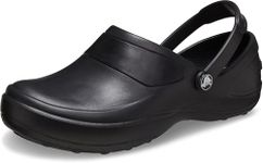 Crocs Women's Mercy Clog | Slip Resistant Work Shoes, Black/Black, 8