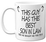 This Guy Has The Best Son In Law Mug - Son In Law Gifts, 11oz Ceramic Dishwasher Safe Coffee Mugs - Dad Father In Law Gifts for Birthday, Christmas Fathers Day Present, Premium Cup - Made in UK Stuff4