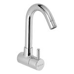 Hindware F280026CP virgin brass, copper Sink Cock with Extended Swivel Spout Wall Mounted Flora and Chrome Finish