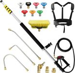 24 FT Pressure Washer Telescoping Wand with Power Washer Extension Wands, Brush Head, Gutter Cleaner, 5 Spray Nozzle Tips, 2 Hose Adapters and Support Belt (Pressure Washer Telescoping Wand)