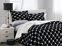 Elegant Comfort Softest, Coziest Premium Quality Heavy Weight Bloomingdale Pattern Micromink Sherpa-Backing Reversible Down Alternative Micro-Suede 3-Piece Comforter Set, Full, Black