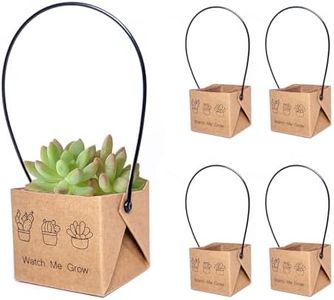 ALLWSLucky 50PCS Watch Me Grow Succulent Wrap, Fits 2 Inch Pots Succulent Wrap Bag with Plastic Handle Kraft Paper Sleeve Succulent Tags for Shower Party Favors Ideas (50PCS)