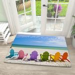 ﻿Door Mat, Colorful Chairs On Beach Indoor Outdoor Decor Patio Mats Entrance Door Mats Non-Slip Outside Inside Floor Mat Rugs for Home Decor 17x30 Inch，House Warming Gift