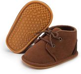 Zoolar Baby Unisex Warm Snow Boots Newborn Leather Fur Lace Up Ankle Anti-Slip Rubber Texture Sole Toddler Prewalker Winter Crib Shoes, A3 Brown, 12-18 Months Toddler