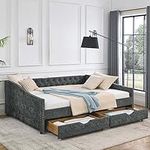 Daybed with Drawers, Modern Velvet 