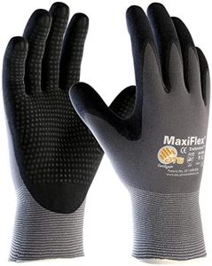 ATG 3 Pack MaxiFlex Endurance 34-844 Seamless Knit Nylon Work Glove with Nitrile Coated Grip on Palm & Fingers, Sizes Small to X-Large (Large), Black and gray (34-844 - LARGE - 3/PACK)