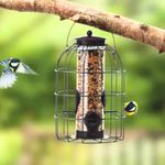 garden mile Wild Bird Feeders for Seeds, Hanging from Trees, Decking or Bird Food Stations in your Garden Outdoor, Enjoy Watching Birds Feeding Wonderful Wildlife and Nature (Caged Feeder)