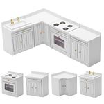 Wooden Dollhouse Miniature Furniture Kitchen Play Cabinet Fridge Set Freely Combined 1/12 Scale