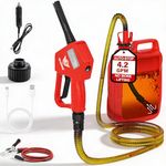 BullsArmor Fuel Transfer Pump - Battery Powered - Auto Stop Sensor - 4.2 GPM Portable Gas Pump with Reinforced Flexible Hose for Gasoline Diesel Oil - Tank Adapters & Nozzle Included - Car Boat Truck