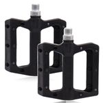 Bike Pedals, Pedals Road Bike,Mountain Bike Flat Pedals Nylon Fiber 9/16 Inch,For BMX Road MTB Bike (Black)