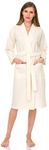 TowelSelections Women's Robe, Kimono Waffle Spa Bathrobe X-Small/Small Ivory