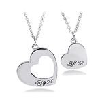 Big Sis Little Sis 2 Pieces Matching Heart Necklace Set (2 sis Necklace Set)