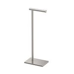 Gatco 1431SN, Modern Rectangle Base Freestanding Toilet Paper Holder, 22.25”, Satin Nickel/Free Standing Toilet Tissue Holder Stand with Weighted Base