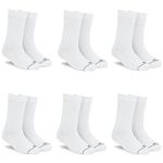 DYNAMOCKS Men's and Women's Combed Cotton Crew Length Socks (Pack of 6) (Multicolour, Free Size) (SOLID CREW - WHITE - Pack of 6 Pairs)