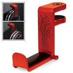 ENHANCE PC Gaming Headset Hook Holder Hanger Mount - Headphones Stand with Adjustable 360 Rotating Arm, Under Desk Clamp On Design, Universal Fit, Built in Cable Clip Organizer - Red