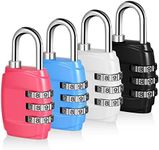 KLEBREIS 4PCS Luggage Locks 3 Digit Combination Padlock Mini Travel Resettable Code Lock Outdoor Weatherproof Locks for Suitcase Travel Bag Locker