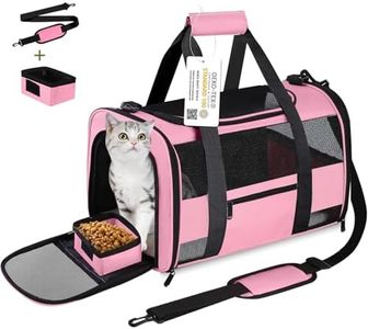 SECLATO Cat Carrier, Dog Carrier, Pet Carrier Airline Approved for Cat, Small Dogs, Kitten, Cat Carriers for Small Medium Cats Under 15lb, Collapsible Soft Sided TSA Approved Cat Travel Carrier-Pink