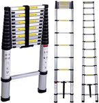 Bigapple Aluminium Folding Step Ladder Portable and Compact 13-Step Telescopic 3.8m(12.5 ft) Foladable for Household and Outdoor Purpose, Multicolor, 150Kg Loading