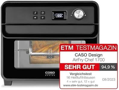 CASO AirFry Chef 1700 - Freidora de aire caliente de diseño, lista para usar directamente sin calentamiento, 3 niveles, rango de temperatura de 40 °C a 230 °C (en incrementos de 5 °C), temporizador,