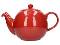 London Pottery Globe Large Teapot with Strainer, Ceramic, Red, 8 Cup (1.8 litre)