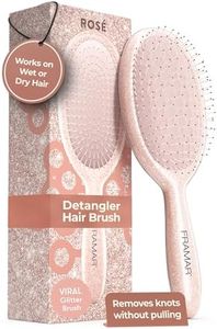 FRAMAR Glitter Detangling Hair Brush - Detangler Brush, Wet Hair Brush For Women, Curly Hair Brush, Brosse a Cheveux, Brosse Cheveux Bouclés, Hairbrush Women, Brush For Curly Hair - Rose Gold