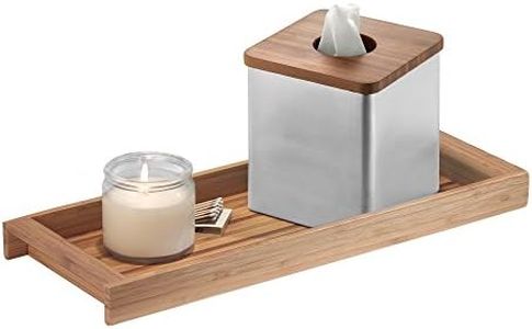 iDesign Bandeja Decorativa para Colocar sobre la Cisterna, compacta Bandeja de bambú Natural, Resistentes Accesorios de baño y Cocina, Color Natural