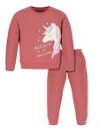 Plum Tree Girls 100% Cotton Unicorn Print Full Sleeve T-Shirt and Jogger Lounge 2-Piece Set