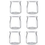 MEETOZ 6Pcs 200ml Pudding Glass Bottle,Yogurt Glass Jars with Plastic Lid,Mini Cup Small Glass Bottles for Yogurt Making, Pudding, Milk, Jelly