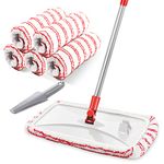 Large Surface Microfiber Flat Mop with 2 Pcs Mop Head and Cleaning Scraper 360 Degree Used Wet and Dry with Adjustable Handle for Hardwood Floors